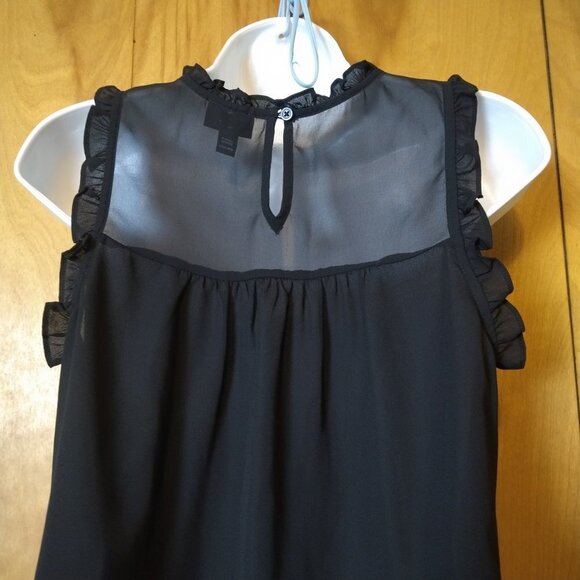 A.N.A A NEW APPROACH WOMEN'S XS BLACK SLEEVELESS SHEER BLOUSE PULLOVER - Picture 4 of 5